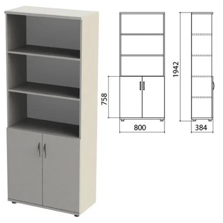Фото Шкаф полузакрытый "Этюд", 800х384х1942 мм, цвет серый (КОМПЛЕКТ)