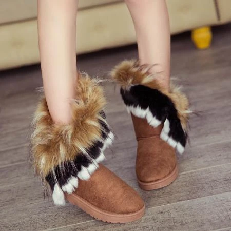 Фото Осень и зима специальные новые UGG кисточкой короткие ботинки женщин сапоги Фокс шерсти плоским дном короткий tube как мягкий хлопок обувь зимние сапоги