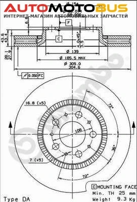 Фото Тормозной диск brembo 09.9130.75