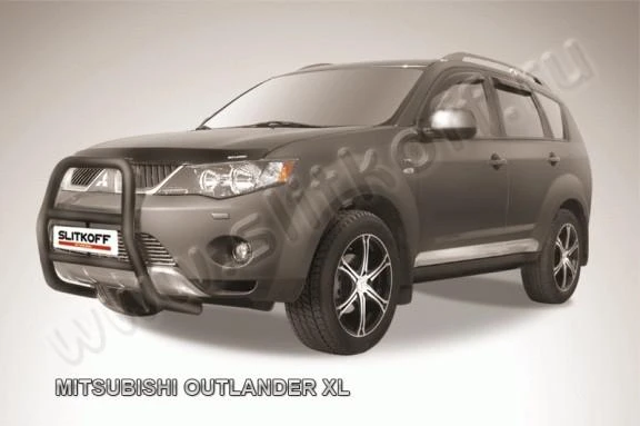 Фото Slitkoff Кенгурятник d57 высокий черный MITSUBISHI OUTLANDER XL (до 2010)