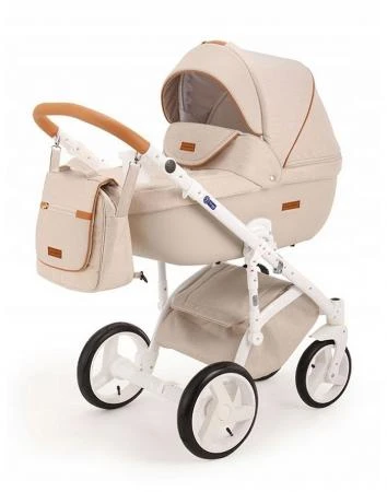 Фото Коляска 2в1 BeBe-Mobile Ravenna V15 кожа оранжевая + светло-бежевая