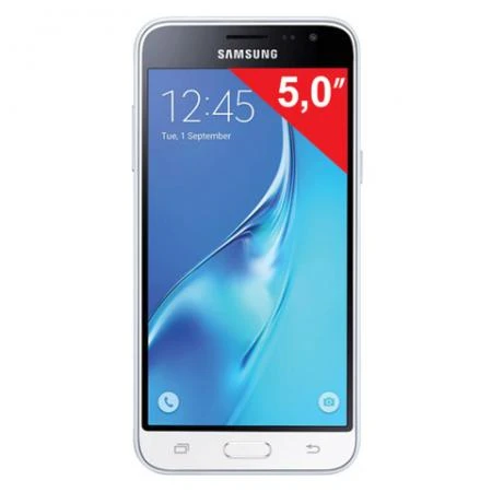 Фото Смартфон SAMSUNG Galaxy J3, 2 SIM, 5,0", 4G (LTE), 5/13 Мп, 8 Гб, microSD, белый, пластикик