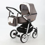 фото Коляска 3 в 1 BeBe-mobile Gusto кожа белая/шоколад с коричневой отделкой