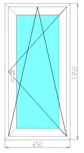 Фото Окно пластиковое одностворчатое, повортно-откидная створка 650*1350