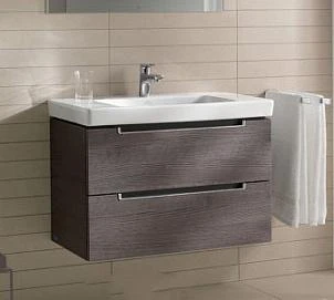 Фото Villeroy &amp; Boch Тумба с раковиной Villeroy &amp; Boch Subway 2.0 80см A696 00FQ дуб графитовый