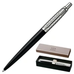 фото Ручка шариковая PARKER "Jotter Premium Satin Black Stainless Steel CT", нержавеющая сталь, хромированные детали, синяя