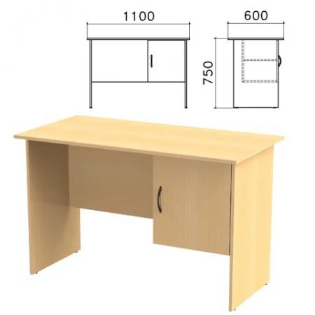 Фото Стол письменный "Канц", 1100х600х750 мм, тумба с дверью, цвет бук невский, СК26.10