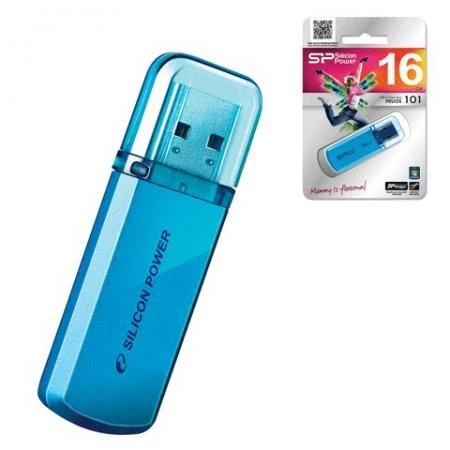 Фото Флэш-диск 16 GB, SILICON POWER Helios 101, USB 2.0, металлический корпус, голубой