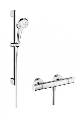 Фото Hansgrohe Croma Select S Vario Combi 27014400 Душевой гарнитур с термостатом (хром/белый) | интернет-магазин сантехники Santehmag.ru