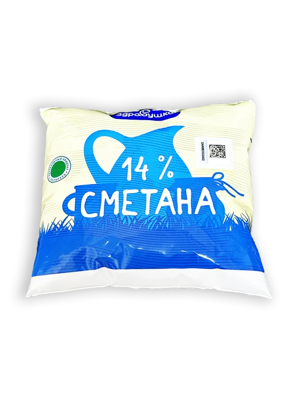 Фото Сметана Здравушка 14% 400г пленка