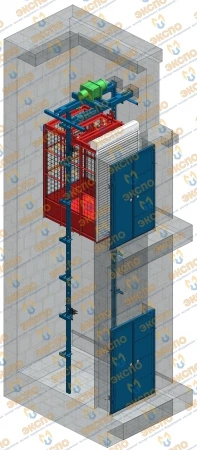 Фото Грузовой подъемник в глухой (лифтовой) шахте