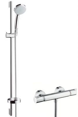 Фото Hansgrohe Croma 100 Vario EcoSmart/Ecostat Comfort Combi 27033000 Душевой гарнитур с термостатом (хром)