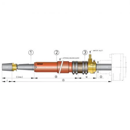 Фото Vetus Дейдвудная труба из стали Vetus BL45S/2500 длина 2500 мм на вал 45 мм