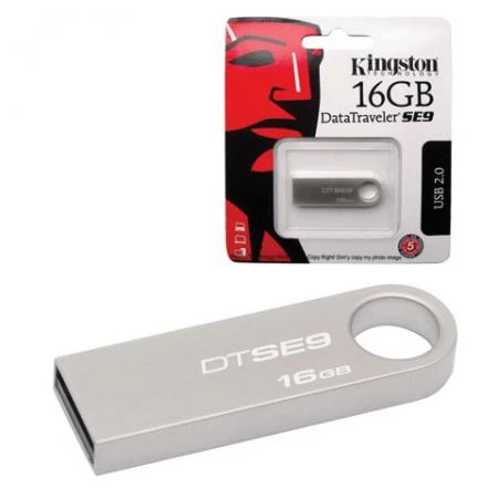 Фото Флэш-диск 16 GB, KINGSTON Data Traveler SE9, USB 2.0, металлический корпус, серебристый