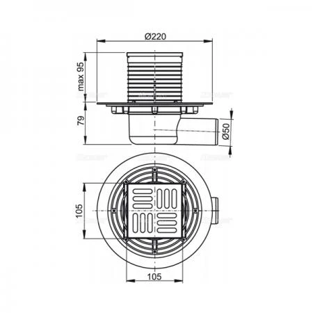 Фото Сливной трап AlcaPlast APV101 105x105/50 с гидрозатвором