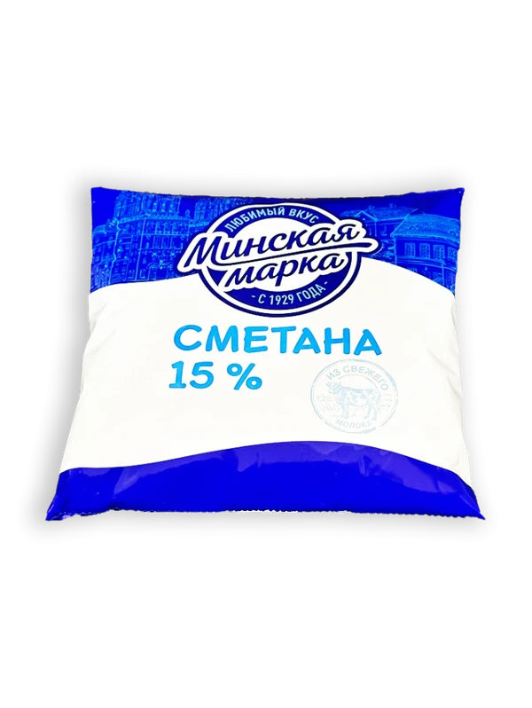 Фото Сметана Минская марка 15% 400г фин-пак