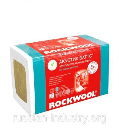 Фото Звукоизоляция ROCKWOOL Акустик Баттс 1000х600х50 мм 6 кв.м