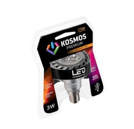 Фото Лампа светодиодная KOSMOS premium LED 3Вт JDR E14 230В 3000К; KLED3wJDR230vE1427