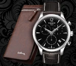 фото Комплект мужские часы Tissot и портмоне Baellerry