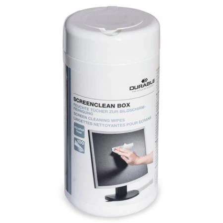 Фото Чистящие салфетки DURABLE "SCREENCLEAN box" (Германия), для ЭЛТ, ЖК-мониторов, в тубе, 100 шт., влажные