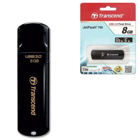 Фото Флэш-диск 8 GB, TRANSCEND JetFlash 700, USB 3.0, черный