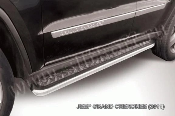 Фото Slitkoff Защита порогов d57 с листом усиленная Jeep Grand Cherokee 2011