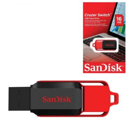 Фото Флэш-диск 16 GB, SANDISK Cruzer Switch, USB 2.0, черно-красный