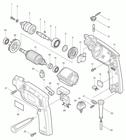 Фото Makita Плоская пружина дрель Makita HP2033 рис.(33)