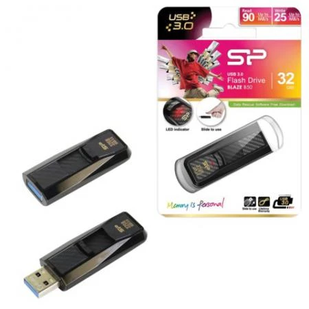 Фото Флэш-диск 32 GB, SILICON POWER B50, USB 3.0, черный