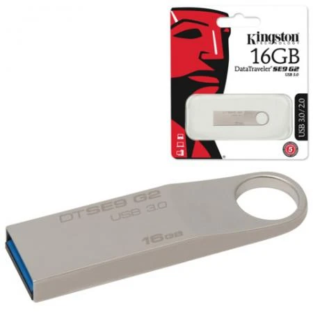 Фото Флэш-диск 16 GB, KINGSTON DataTraveler SE9 G2, USB 3.0, серебристый