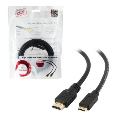 Фото Кабель HDMI-mini HDMI, 4,5 м, GEMBIRD, M-M, экранированный, для передачи цифрового аудио-видео, CC-HDMI4C-15