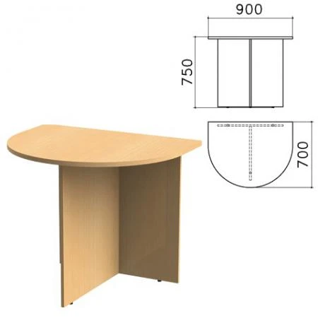 Фото Стол приставной к столу для переговоров (640110) "Монолит", 900х700х750 мм, бук бавария, ПМ19.1