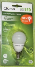 Фото Светодиоднаял Лампа Clarus LED Decor G45-N 3W, E14, 220-240V, 4100K