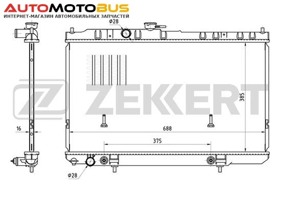 Фото Радиатор охлаждения двигателя ZEKKERT MK-1005