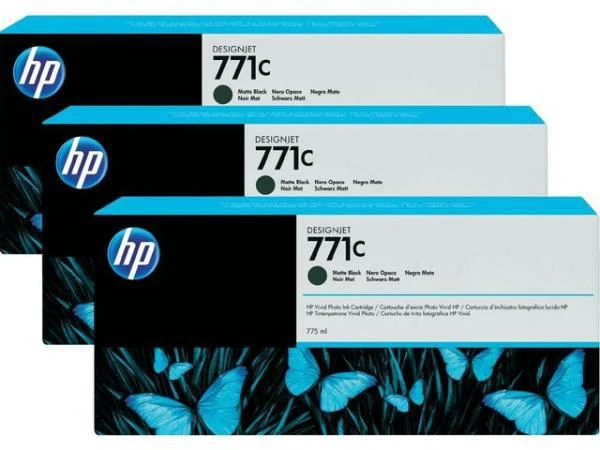 Фото HP 771C Matte Black Ink Cartridge 3-Pack