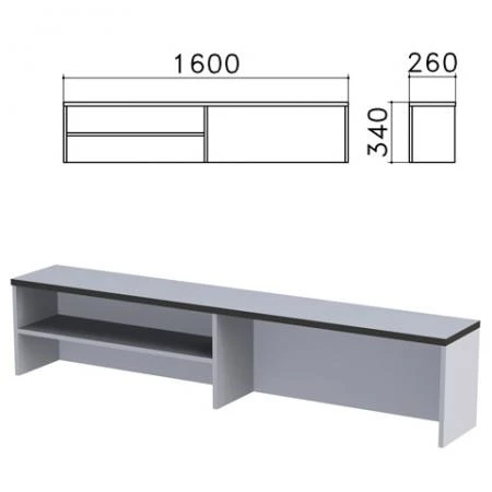 Фото Надстройка для стола письменного "Монолит", 1600х260х340 мм, 1 полка, цвет серый