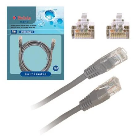 Фото Кабель (патчкорд) UTP, 5E категория, RJ-45, 10 м, BELSIS, для подключений по локальной сети LAN