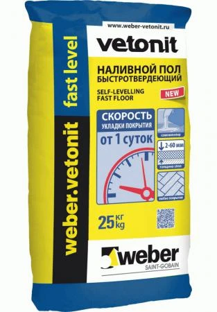 Фото Наливной пол Weber.Vetonit Fast Level быстротвердеющий 25кг