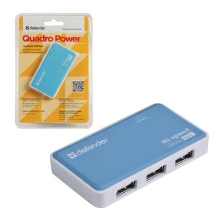 Фото Хаб DEFENDER QUADRO POWER, USB 2.0, 4 порта, порт для питания