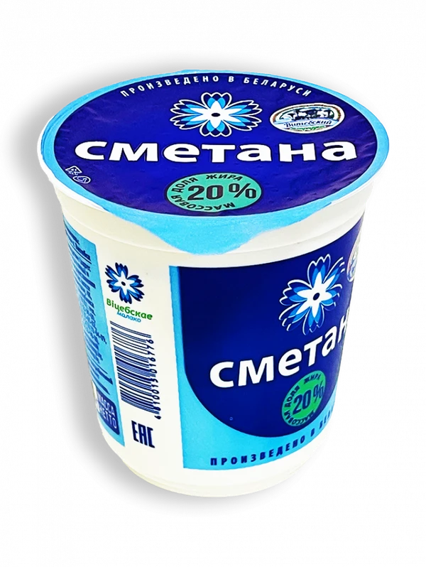 Фото Сметана Витебское молоко 20% 380г стакан