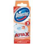 фото Освежитель/очиститель для унитаза/писсуара DOMESTOS Attax (Аттакс), 3 шт. х 10 г, "Тропическая свежесть", стикер