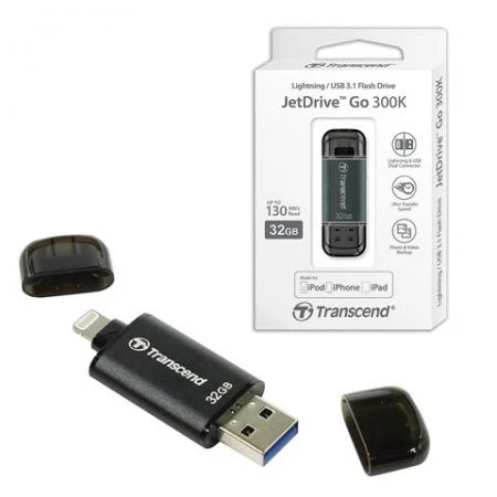 Фото Флэш-диск 32 GB, TRANSCEND JDG300, Lightning, USB 3.1, черный