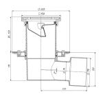 Фото №2 ТП-5100.1PNG Трап регулируемый с горизонтальным выпуском 75/110, с прижимным фланцем, с незамерзающим затвором, с чугунным подрамником