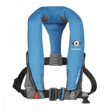 Фото CrewSaver Автоматический спасательный жилет CrewSaver CrewFit 165N Blue Harness Sport Automatic 9015BA со страховкой