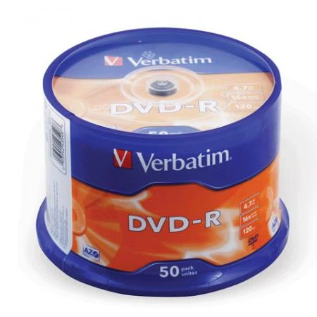 Фото Диск DVD-R (минус) VERBATIM, 4,7 Gb, 16x, 50 шт., Cake Box