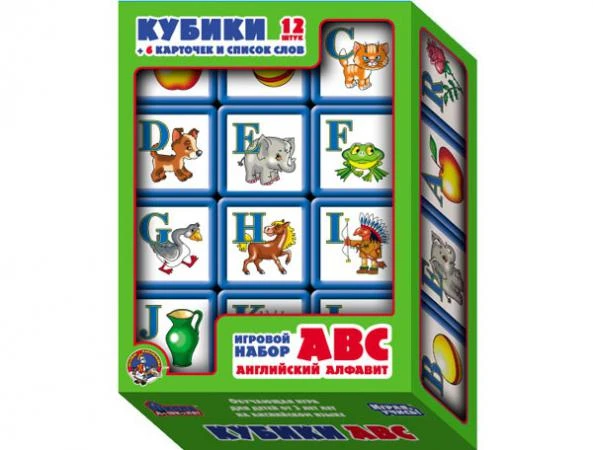 Фото Детская игра с кубиками и карточками «АВС-английский алфавит»