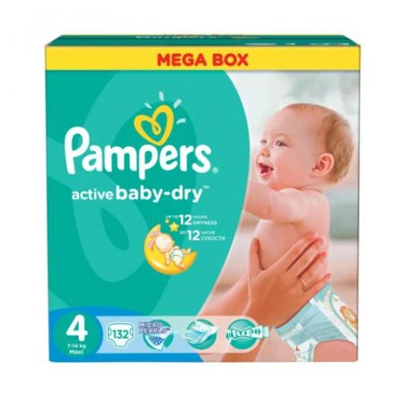 Фото Подгузники PAMPERS (Памперс) "Active Baby", размер 4 (7-14 кг), 132 шт.