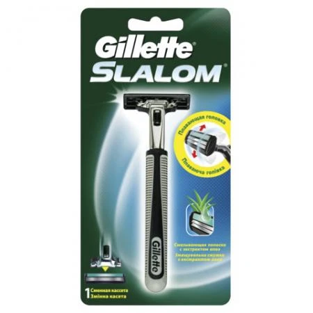 Фото Бритва GILLETTE (Жиллет) "Slalom", с 1 сменной кассетой, для мужчин