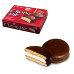 фото Печенье LOTTE "Choco Pie" ("Чоко Пай"), прослоенное, глазированное, в картонной упаковке, 336 г (12 штук х 28 г)