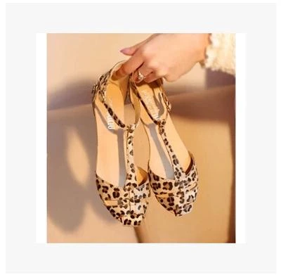 Фото Босоножки Leopard Print Flat Heel Women's Sandals 2015 Summer Shoes